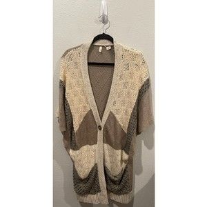 MOTH Button Beige Tan Neutral Knit Long Cardigan